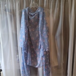 Floral Blue Sleeveless Coverup